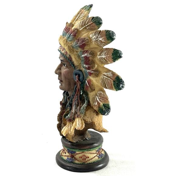 Native American Warrior And Woman Small Bust Statues Resin Apprx 7” - Picture 5 of 10